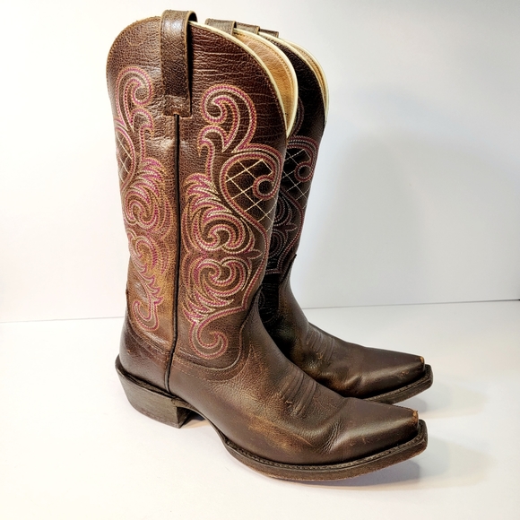 Ariat Shoes - Ariat Cowgirl, Brown Leather, Pointed Toe, Mid Calf Western Boots Sz 7.5
